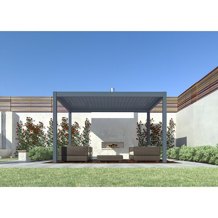 Paviljon z lamelami Model Y  (Š x G: 2.893 x 4.000 mm, Barva ogrodja: Antracit, Aluminij) | 8298 - Gartenzelte/Pavillons | ICFA - Sonnenschutz | ICF - Sonnenschutz | IC - Freizeit im Garten | I - Stadtgarten | BAUHAUS