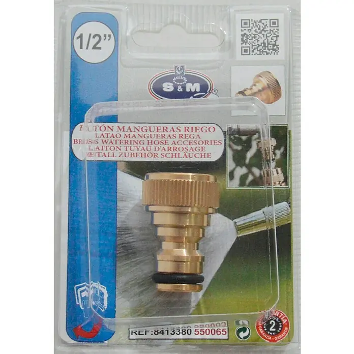 Adaptador para grifo hembra - ½″, Latón - Conector de manguera de jardín de latón (1/2 pulgada) con diseño robusto para riego confiable.