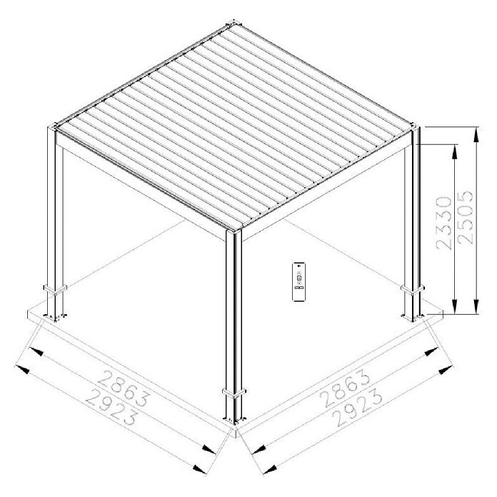 Paviljon s letvicama Model Y  (Š x D: 2.863 x 2.863 mm, Boja stalka: Antracit, Aluminij) | BAUHAUS