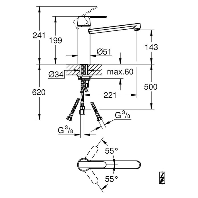 Grohe Spültischarmatur Get (Niederdruck, Chrom, Glänzend)