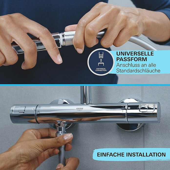 Grohe Handbrause Vitalio SmartActive 130 Cube (Anzahl Funktionen: 3 Stk., Chrom, Quadratisch) | BAUHAUS