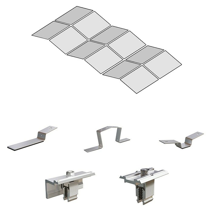 Solavento Befestigungs-Set (Passend für: 12 Solarmodule (6x2), Witterungsbeständig, Geeignet für: Flachdach, Gesamtstückzahl: 69 Stk.) | BAUHAUS
