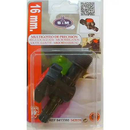 Llave de paso goteo macho ½"