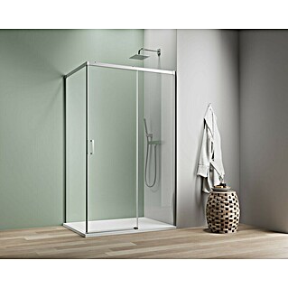 Camargue Roma Mix & Match Eckdusche (L x B x H: 140 x 90 x 195 cm, Beschichtet, Stärke: 6 mm, Silberglanz, DIN Anschlag: Rechts)