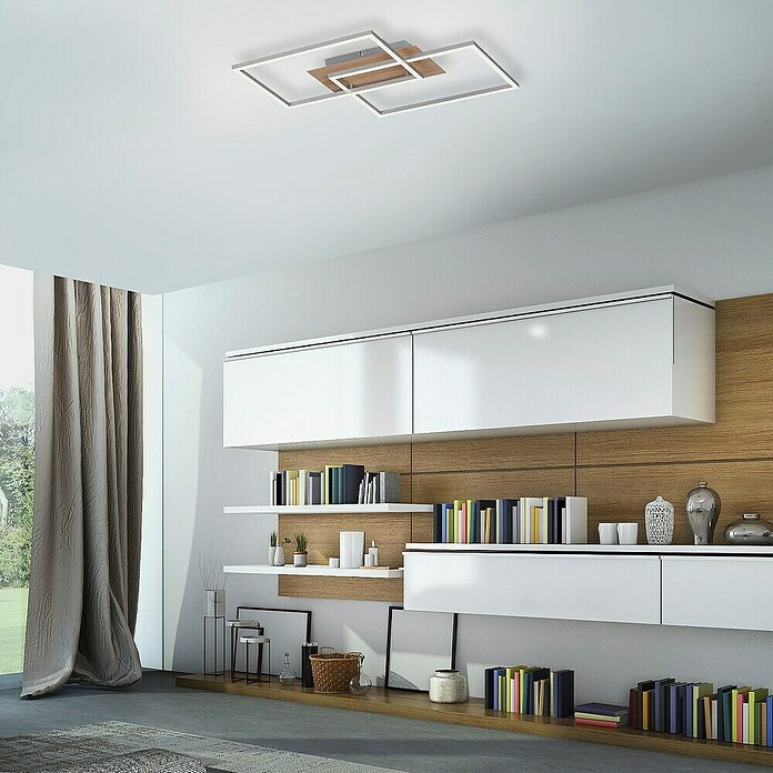 Just Light Plafón LED Iven (15 W, L x An x Al: 50,4 x 42 x 7 cm, Marrón, Blanco cálido) | BAUHAUS