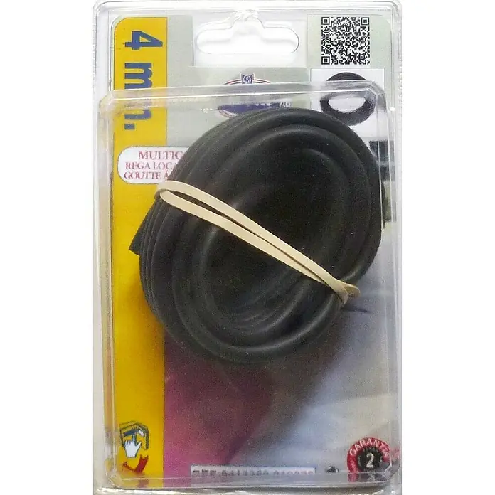 Tubo de instalación microgoteo flexible - 4 mm, 3 m - Primer plano de una línea de goteo de 4 mm en un embalaje transparente, ideal para sistemas de riego de jardín.