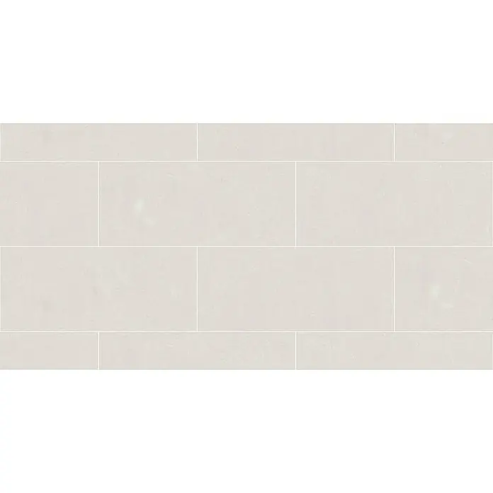 Corso Italia Feinsteinzeugfliese Resin - 120 x 278 cm, Weiß, Matt - Helle beige rechteckige Fliesen mit einer dezent strukturierten Oberfläche, in einem versetzten Muster angeordnet.