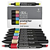 Winsor & Newton Set kist markera Promarker Brush Mid Tones  (Mid Tones, 6 -dij.) | BAUHAUS