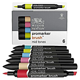 Winsor & Newton Set kist markera Promarker Brush Mid Tones (Mid Tones, 6 -dij.)