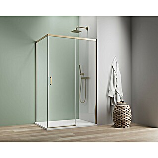 Camargue Roma Mix & Match Eckdusche (L x B x H: 100 x 100 x 195 cm, Beschichtet, Brushed Gold, Glasstärke: 6 mm, DIN Anschlag: Rechts)