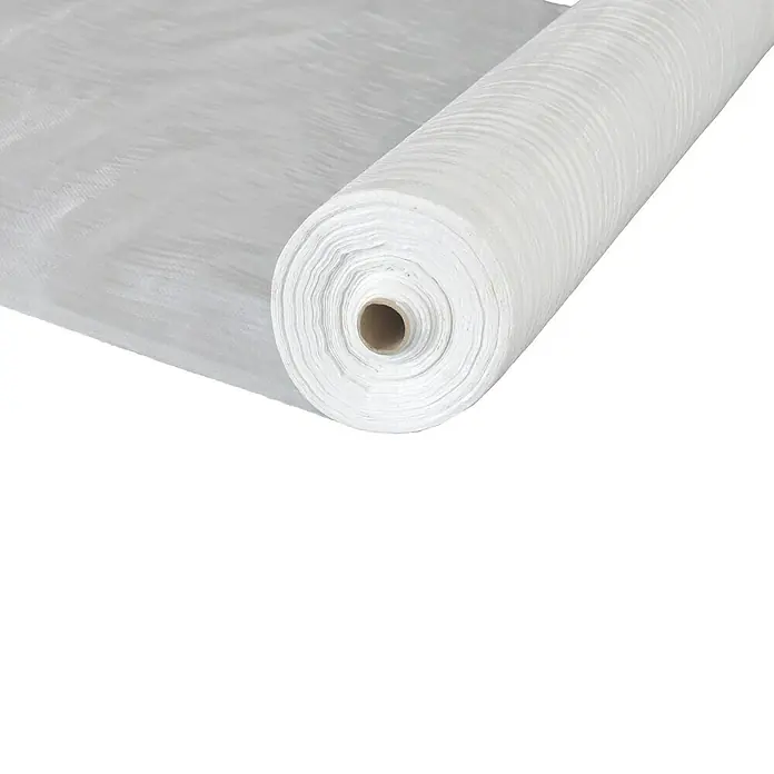 Faura Tejido contra malas hierbas - 10 x 1,25 m, Blanco - Primer plano de un rollo de vellón blanco, ideal para horticultura y agricultura, proporcionando protección de plantas.