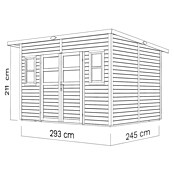 Bertilo Gartenhaus Felix 4 (Außenmaß inkl. Dachüberstand (B x T): 277 x 334 cm, Holz, Naturbelassen) | BAUHAUS