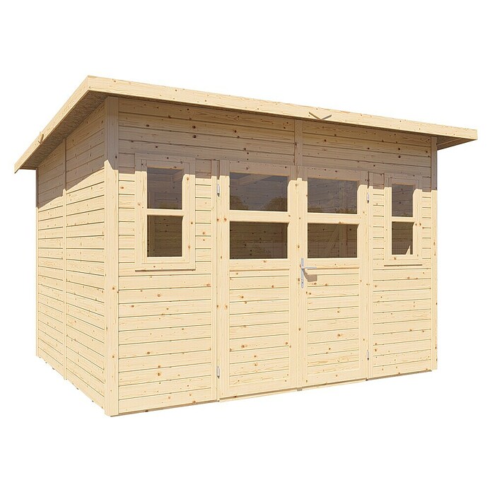 Bertilo Gartenhaus Felix 4 (Außenmaß inkl. Dachüberstand (B x T): 277 x 334 cm, Holz, Naturbelassen) | BAUHAUS