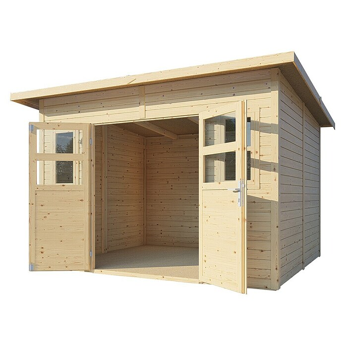 Bertilo Gartenhaus Felix 4 (Außenmaß inkl. Dachüberstand (B x T): 277 x 334 cm, Holz, Naturbelassen) | BAUHAUS