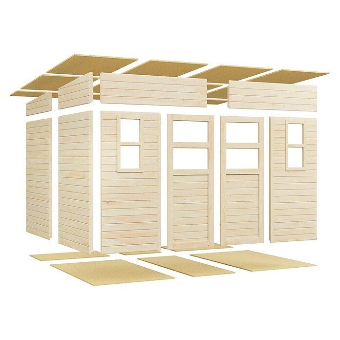 Bertilo Gartenhaus Felix 4 (Außenmaß inkl. Dachüberstand (B x T): 277 x 334 cm, Holz, Naturbelassen) | BAUHAUS
