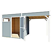 Bertilo Gerätehaus Cubus 2 Lounge (Außenmaß inkl. Dachüberstand (B x T): 240 x 449 cm, Holz, Hellgrau/ Weiß) | BAUHAUS