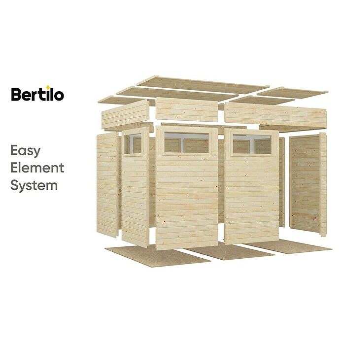 Bertilo Gartenhaus Cubus 3 (Außenmaß inkl. Dachüberstand (B x T): 240 x 336 cm, Holz, Naturbelassen) | BAUHAUS
