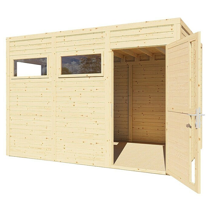 Bertilo Gartenhaus Cubus 3 (Außenmaß inkl. Dachüberstand (B x T): 240 x 336 cm, Holz, Naturbelassen) | BAUHAUS