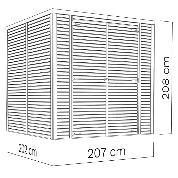 Bertilo Gerätehaus Box 3 (Außenmaß inkl. Dachüberstand (B x T): 212 x 212 cm, Holz, Grau) | BAUHAUS