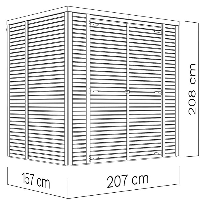 Bertilo Gerätehaus Box 2 (Außenmaß inkl. Dachüberstand (B x T): 170 x 170 cm, Holz, Naturbelassen) | BAUHAUS