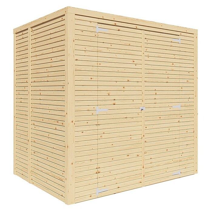 Bertilo Gerätehaus Box 2 (Außenmaß inkl. Dachüberstand (B x T): 170 x 170 cm, Holz, Naturbelassen) | BAUHAUS