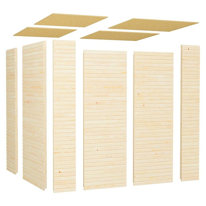 Bertilo Gerätehaus Box 2 (Außenmaß inkl. Dachüberstand (B x T): 170 x 170 cm, Holz, Naturbelassen) | BAUHAUS