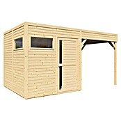 Bertilo Gerätehaus Cubus 2 Lounge (Außenmaß inkl. Dachüberstand (B x T): 240 x 449 cm, Holz, Naturbelassen) | BAUHAUS