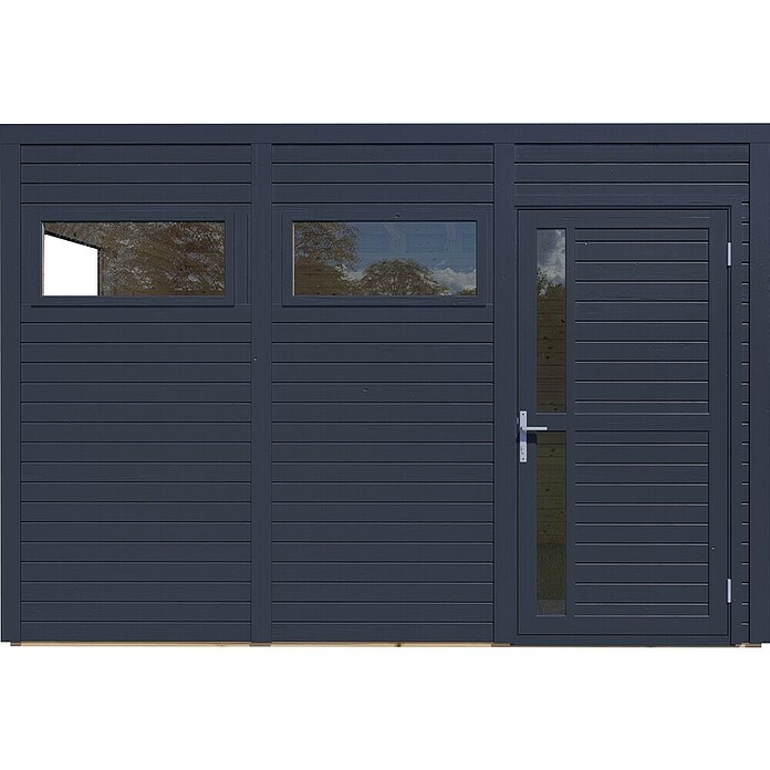 Bertilo Gartenhaus Cubus 3 (Außenmaß inkl. Dachüberstand (B x T): 240 x 336 cm, Holz, Anthrazit) | BAUHAUS