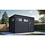 Bertilo Gartenhaus Cubus 3 (Außenmaß inkl. Dachüberstand (B x T): 240 x 336 cm, Holz, Anthrazit) | BAUHAUS