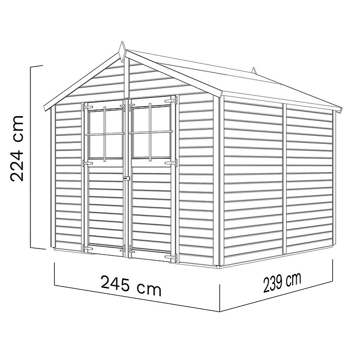 Bertilo Gartenhaus Osterbek (Außenmaß inkl. Dachüberstand (B x T): 252 x 258 cm, Holz, Natur) | BAUHAUS