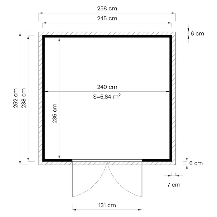 Bertilo Gartenhaus Osterbek (Außenmaß inkl. Dachüberstand (B x T): 252 x 258 cm, Holz, Natur) | BAUHAUS
