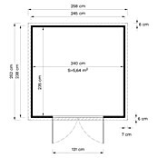 Bertilo Gartenhaus Osterbek (Außenmaß inkl. Dachüberstand (B x T): 252 x 258 cm, Holz, Natur) | BAUHAUS