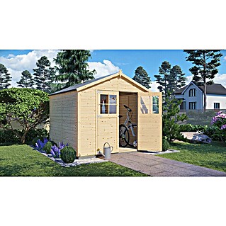 Bertilo Gartenhaus Osterbek (Außenmaß inkl. Dachüberstand (B x T): 252 x 258 cm, Holz, Natur)