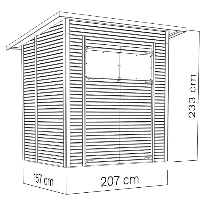 Bertilo Gerätehaus Pent Modern (Außenmaß inkl. Dachüberstand (B x T): 157 x 207 cm, Holz, Natur) | BAUHAUS