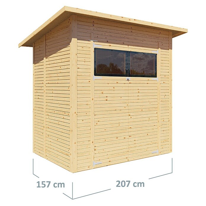 Bertilo Gerätehaus Pent Modern (Außenmaß inkl. Dachüberstand (B x T): 157 x 207 cm, Holz, Natur) | BAUHAUS