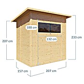 Bertilo Gerätehaus Pent Modern (Außenmaß inkl. Dachüberstand (B x T): 157 x 207 cm, Holz, Natur) | BAUHAUS