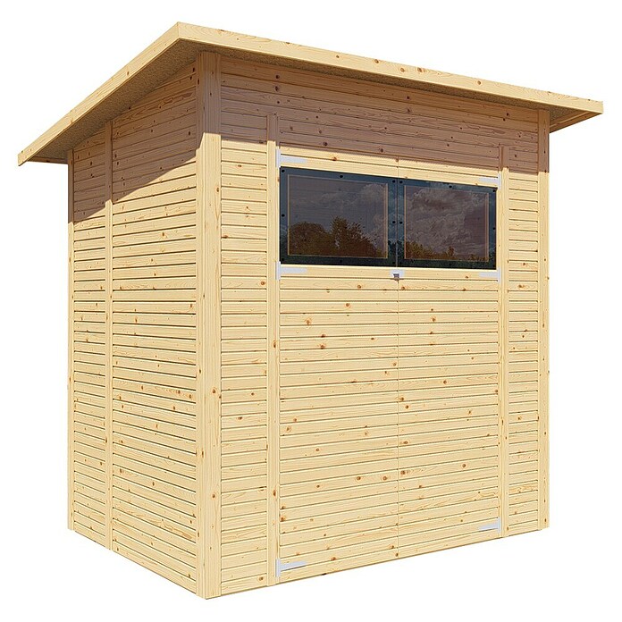 Bertilo Gerätehaus Pent Modern (Außenmaß inkl. Dachüberstand (B x T): 157 x 207 cm, Holz, Natur) | BAUHAUS