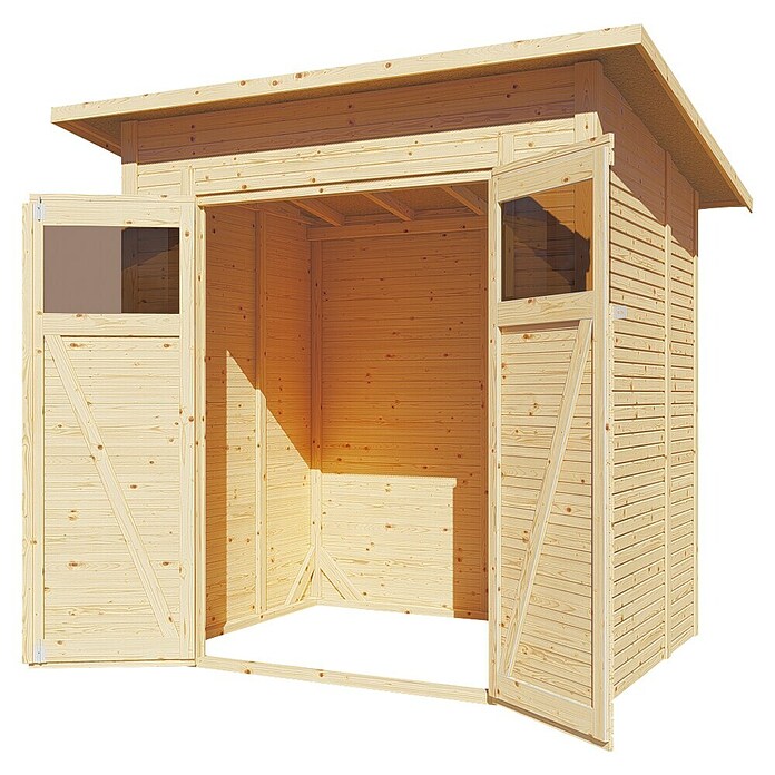 Bertilo Gerätehaus Pent Modern (Außenmaß inkl. Dachüberstand (B x T): 157 x 207 cm, Holz, Natur) | BAUHAUS