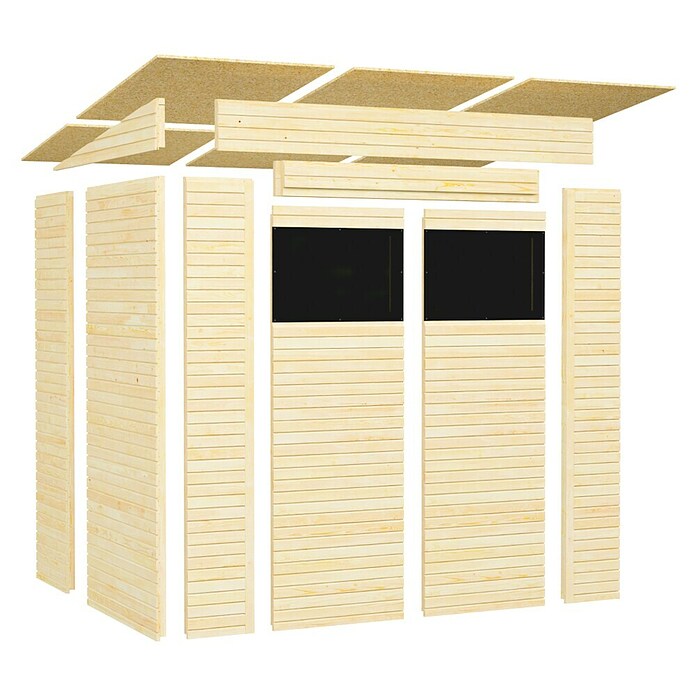 Bertilo Gerätehaus Pent Modern (Außenmaß inkl. Dachüberstand (B x T): 157 x 207 cm, Holz, Natur) | BAUHAUS