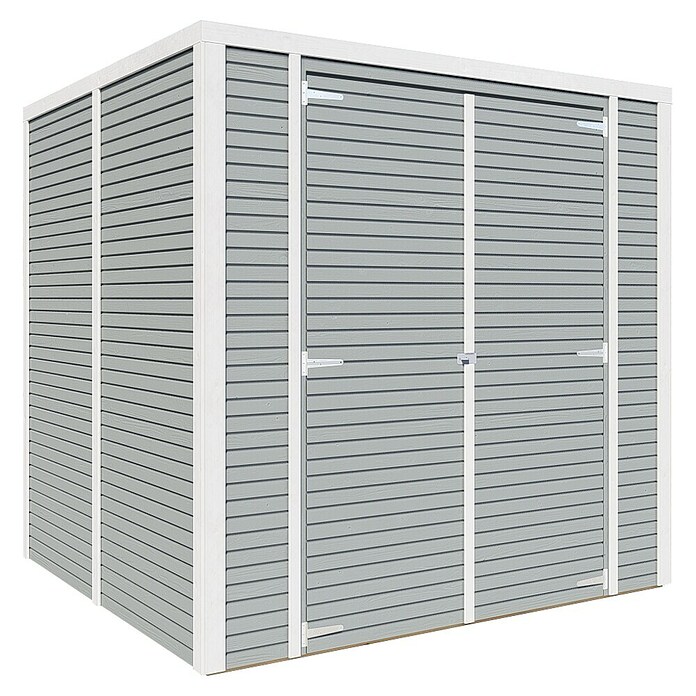 Bertilo Gerätehaus Box 3 (Außenmaß inkl. Dachüberstand (B x T): 212 x 212 cm, Holz, Grau) | BAUHAUS