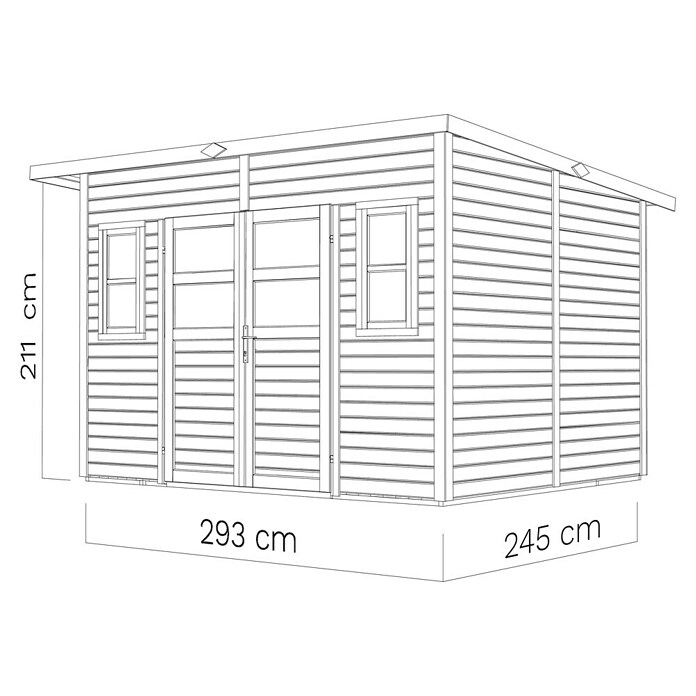 Bertilo Gartenhaus Felix 4 (Außenmaß inkl. Dachüberstand (B x T): 277 x 334 cm, Holz, Hellgrau/ Weiß) | BAUHAUS