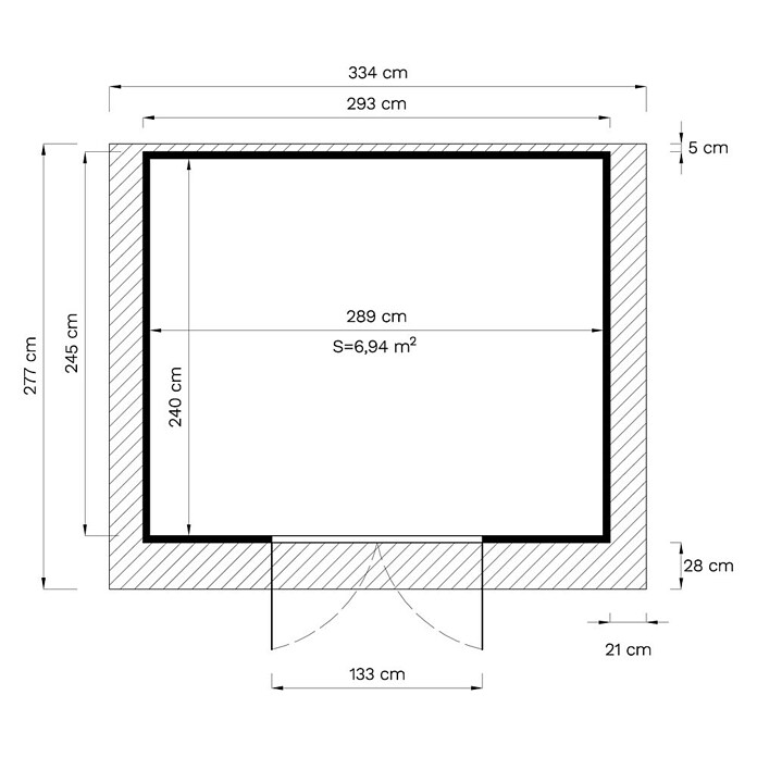 Bertilo Gartenhaus Felix 4 (Außenmaß inkl. Dachüberstand (B x T): 277 x 334 cm, Holz, Hellgrau/ Weiß) | BAUHAUS