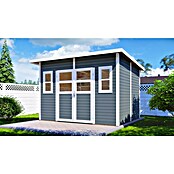 Bertilo Gartenhaus Felix 4 (Außenmaß inkl. Dachüberstand (B x T): 277 x 334 cm, Holz, Hellgrau/ Weiß) | BAUHAUS