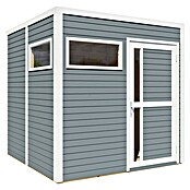 Bertilo Gerätehaus Cubus 2 (Außenmaß inkl. Dachüberstand (B x T): 240 x 226 cm, Holz, Hellgrau/ Weiß) | BAUHAUS