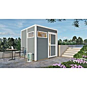 Bertilo Gerätehaus Cubus 2 (Außenmaß inkl. Dachüberstand (B x T): 240 x 226 cm, Holz, Hellgrau/ Weiß) | BAUHAUS
