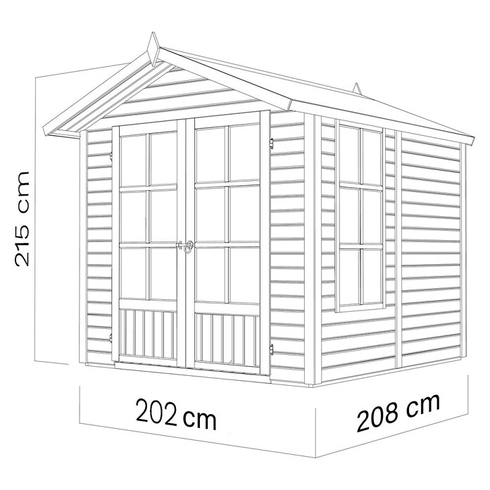 Bertilo Gartenhaus Melrose (Außenmaß inkl. Dachüberstand (B x T): 246 x 214 cm, Holz, Natur) | BAUHAUS