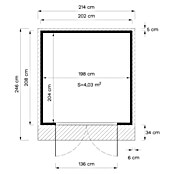 Bertilo Gartenhaus Melrose (Außenmaß inkl. Dachüberstand (B x T): 246 x 214 cm, Holz, Natur) | BAUHAUS