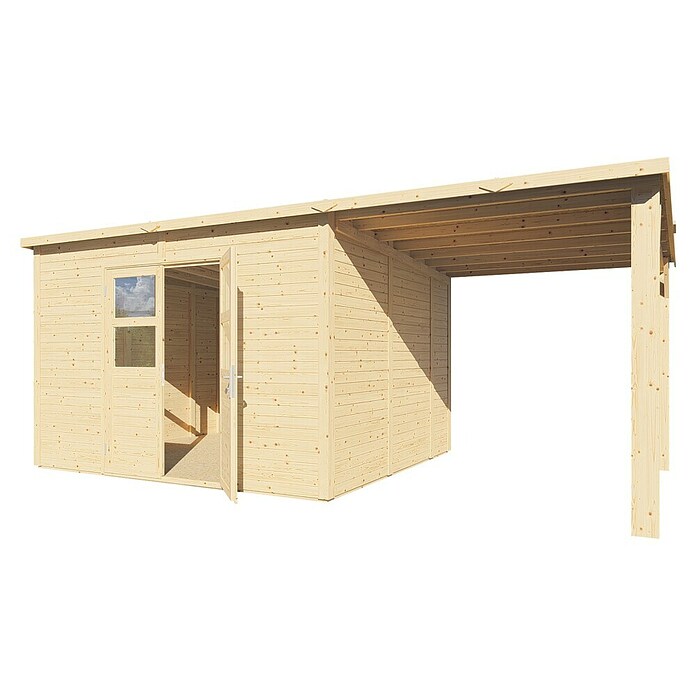 Bertilo Gartenhaus Borkum (Außenmaß inkl. Dachüberstand (B x T): 601 x 306 cm, Holz, Natur) | BAUHAUS