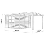 Bertilo Gartenhaus Borkum (Außenmaß inkl. Dachüberstand (B x T): 601 x 306 cm, Holz, Natur) | BAUHAUS