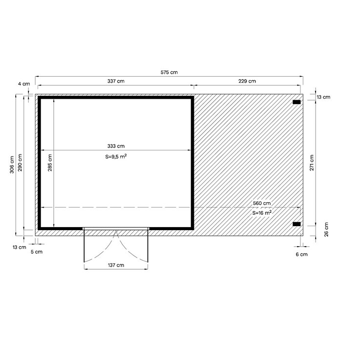 Bertilo Gartenhaus Borkum (Außenmaß inkl. Dachüberstand (B x T): 601 x 306 cm, Holz, Natur) | BAUHAUS